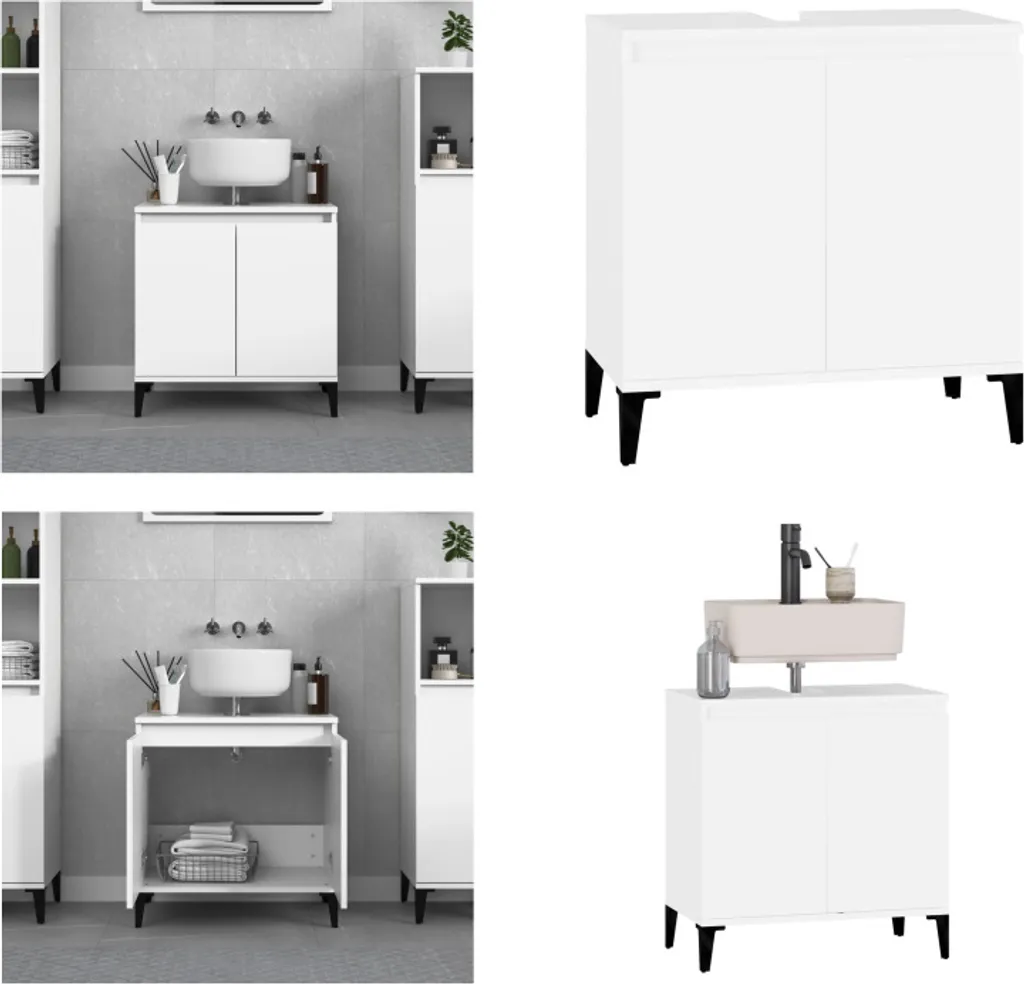 vidaXL Mobile Bagno Legno Bianco 58x33x60 cm - Facile Montaggio