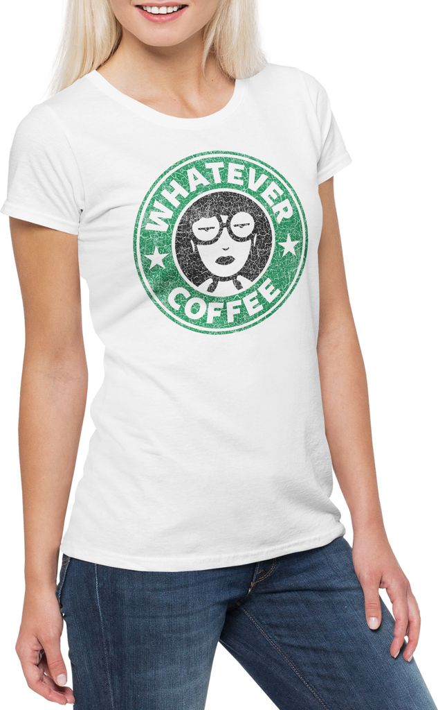 Urban Backwoods Daria Whatever Coffee, Damen T-Shirt, Farbe: Weiß, Größe: XL