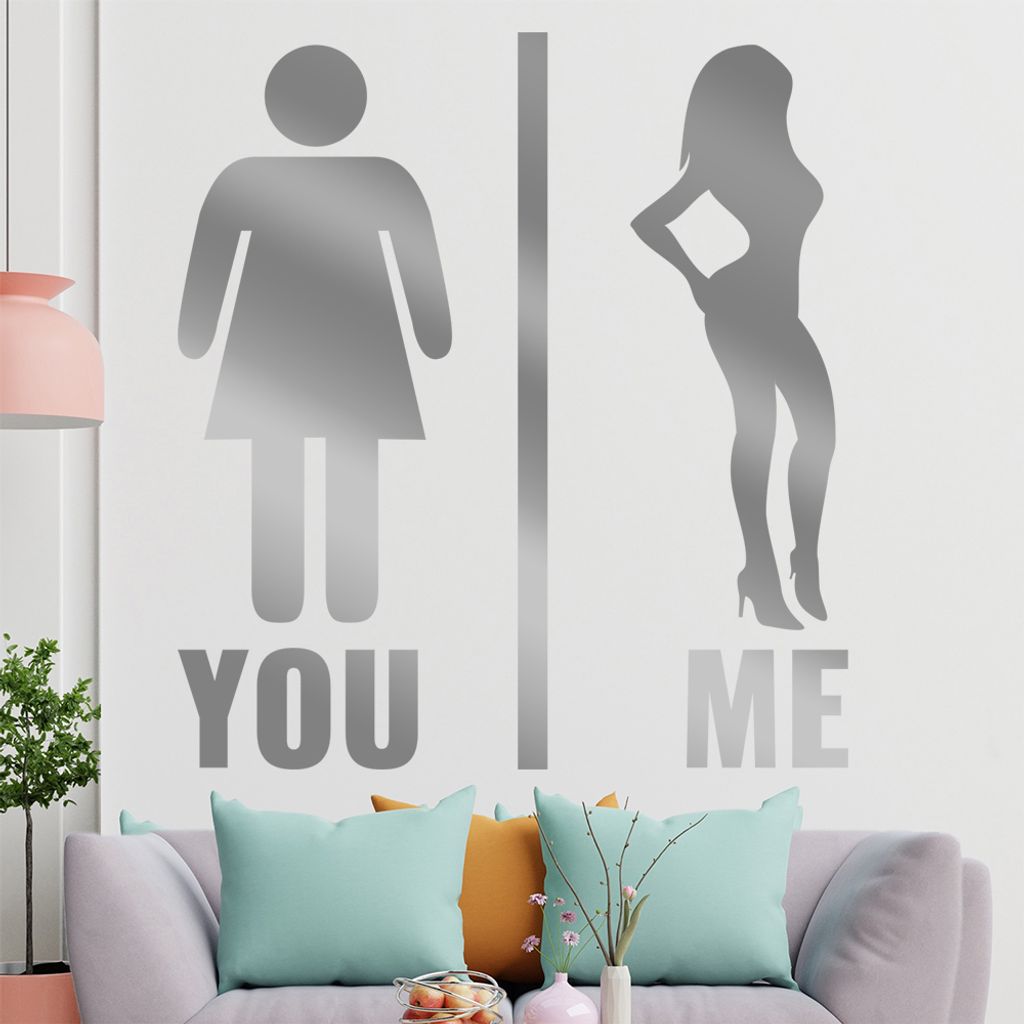 KIWISTAR You and Me - Du und Ich Body Wandtattoo in 6 Größen - Wandaufkleber Wall Sticker - Dekoration, Küche, Wohnzimmer, Schlafzimmer, Badezimmer
