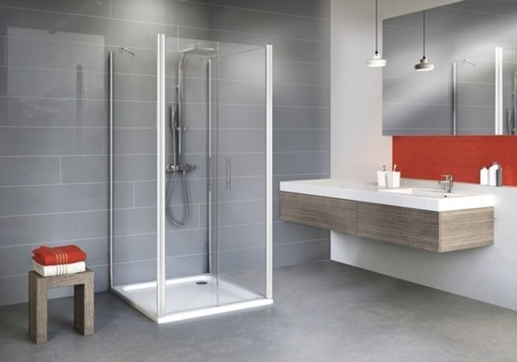 Pendeltür als U-Kabine Schulte Alexa Style 2.0 90x90x90 cm Klarglas Profilfarbe alpinweiß