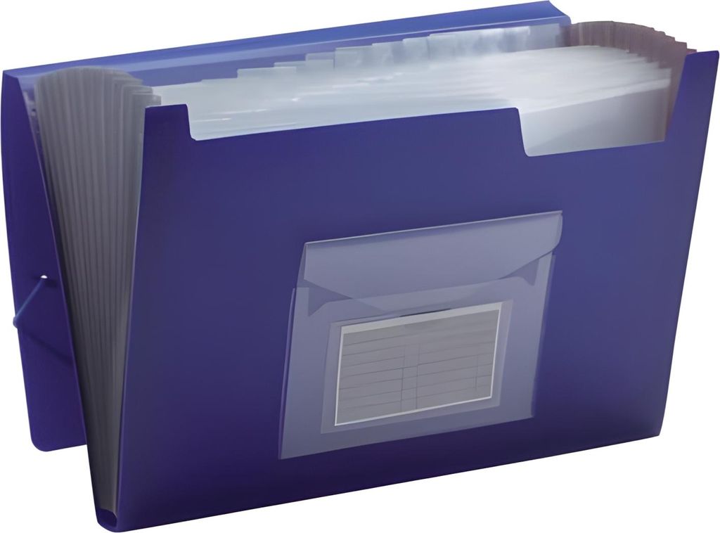 Q-Connect-Ordner mit 13 Fächern, transparent, blau, KF01275 Produktbild 