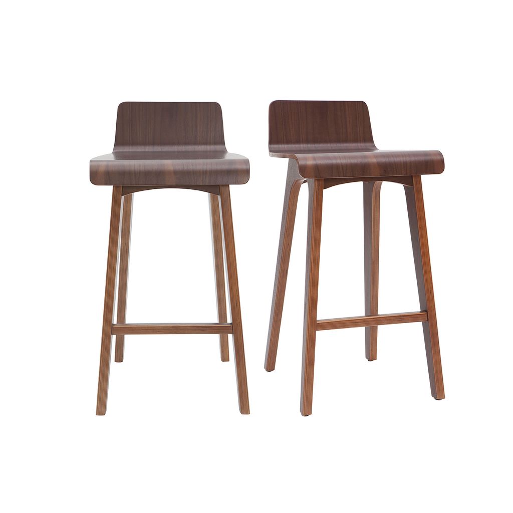Miliboo - Skandinavischer Barhocker Walnuss H65 cm (2er-Set) BALTIK