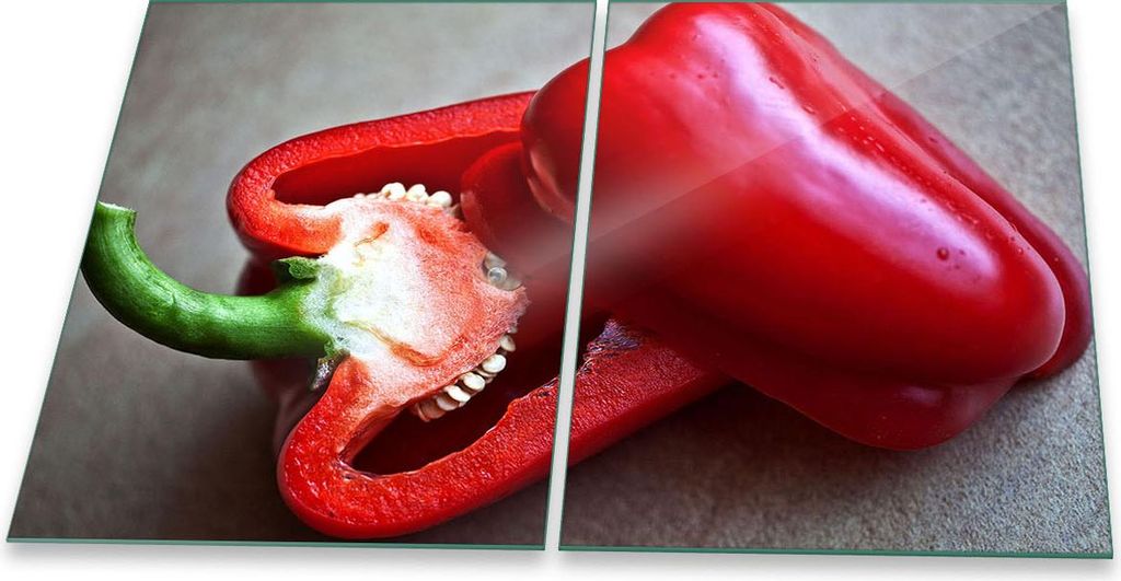 Herdabdeckplatte Glaskeramik 2-Teilig 2x40x52 Paprika Rot Abdeckung Spritzschutz Glas