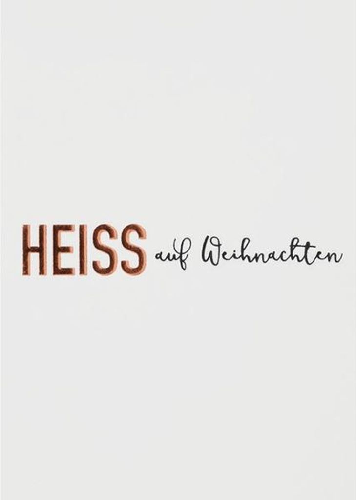 Postkarte Serie Heiss mit Prägung, Letterpress und Heißsiegelung in Gold, Silber, Kupfer