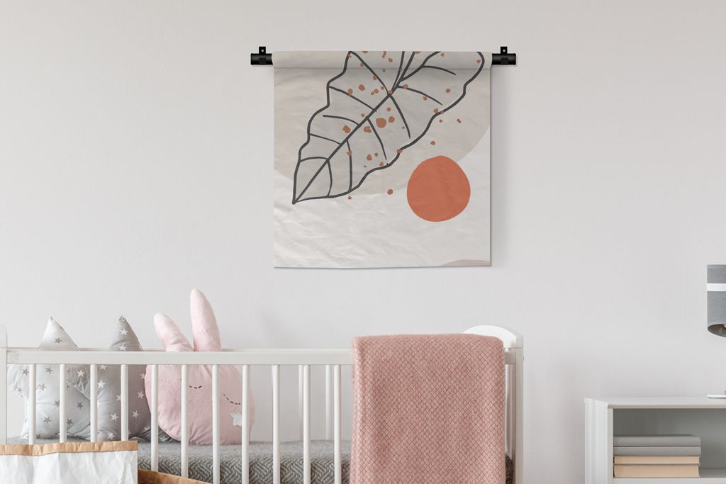 MuchoWow Wandteppich Wandbehang Sommer - Orange - Blatt 60x60 cm Tapisserie Dekoration Wandtuch - Dekorationen - Wand Decke