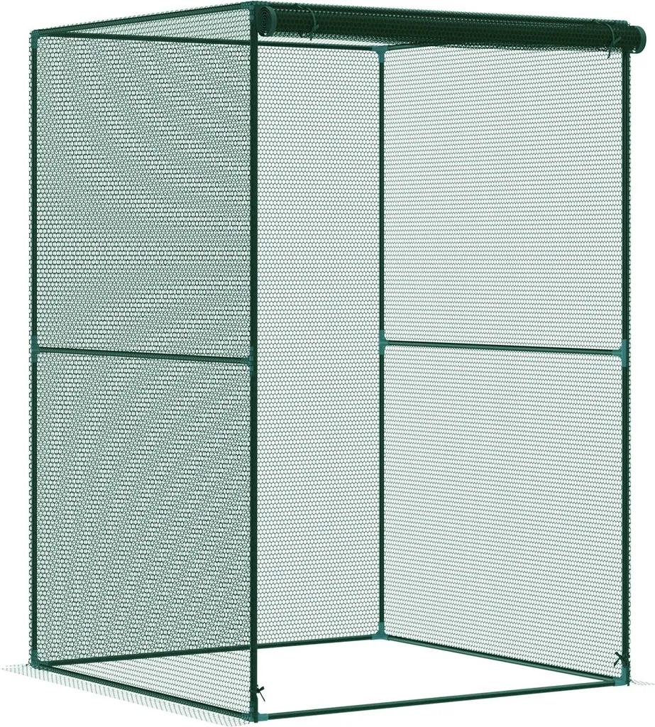 Serre avec porte roulante et cadre acier 120x120x180 cm pour potager