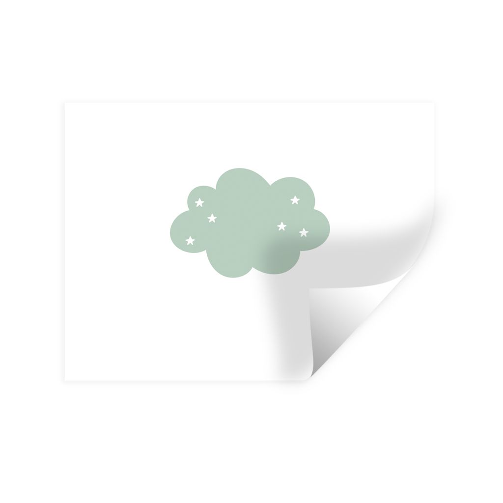 MuchoWow Wandtattoo Wandsticker Wandaufkleber Wolke - Mädchen - Jungen - Sterne - Pastell - Kind 120x90 cm Selbstklebend und Repositionierbar - ...