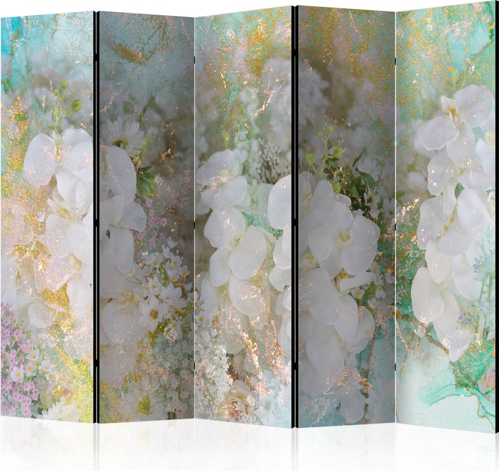 Neuheit! Dekorativer Paravent Raumteiler Trennwand Foto-Paravent Spanische Wand XXL BLUMEN ORCHIDEE ABSTRAKT 225x172 cm b-C-0957-z-c