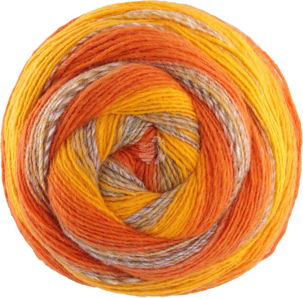 Lana Grossa - Gomitolo Fusione 2030 dottergelb hell- graubraun gelb orange
