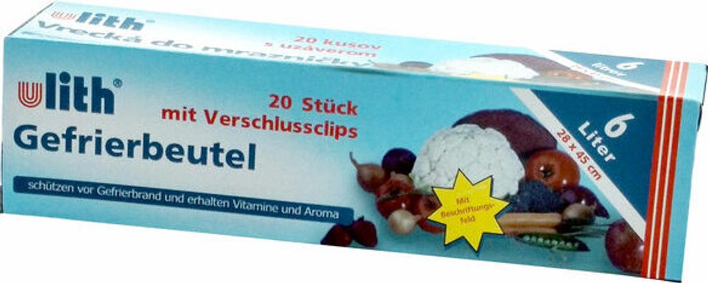 1000x ULITH Gefrierbeutel mit Verschlussclips 28 x 45 cm 6 Liter