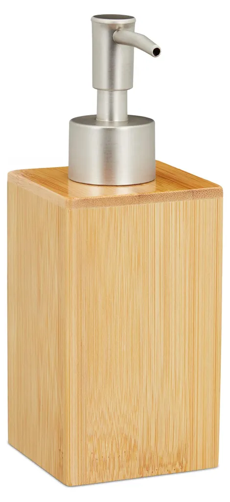 Distributeur de savon rechargeable 200 ml en bambou et plastique ABS