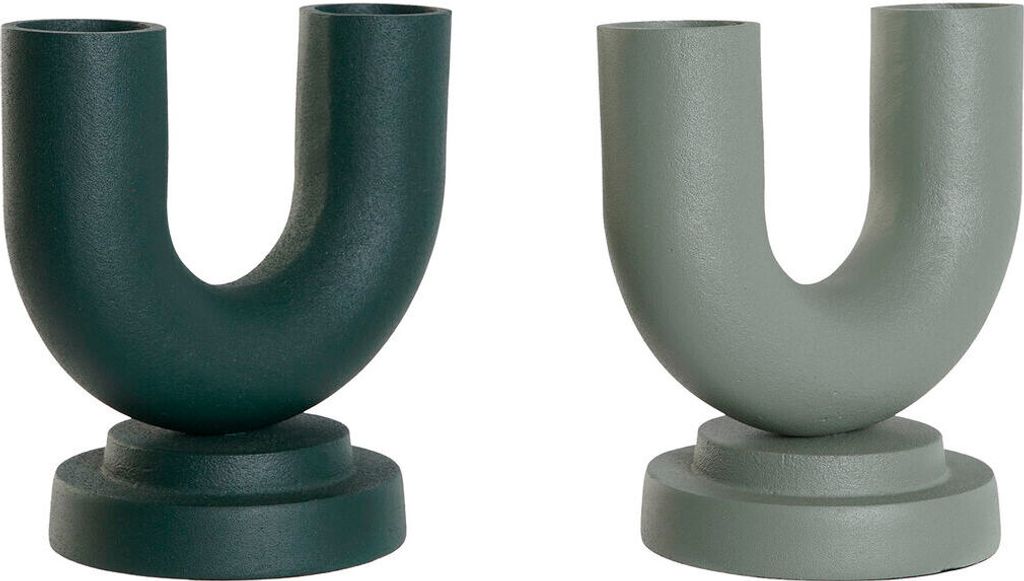 Vase Home ESPRIT grün Aluminium 18 x 13 x 19 cm (2 Stück)