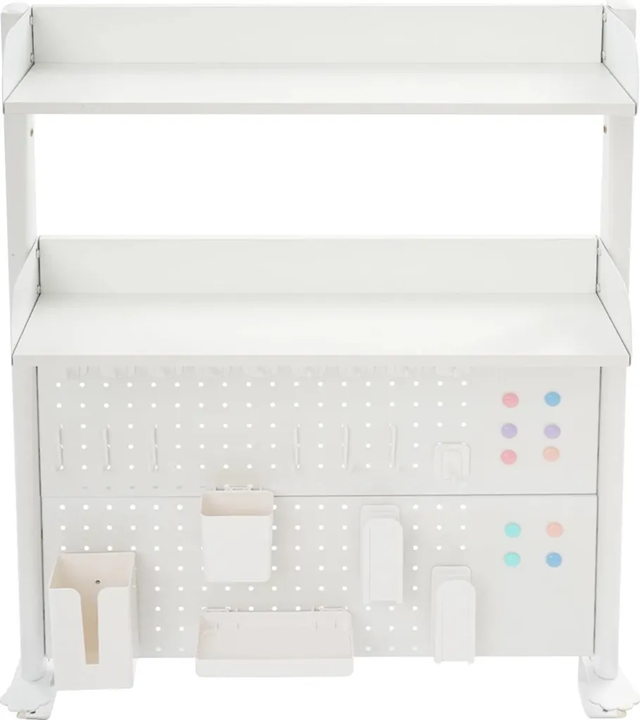 Panneau de rangement mural blanc perforé M pour bureau et atelier créatif