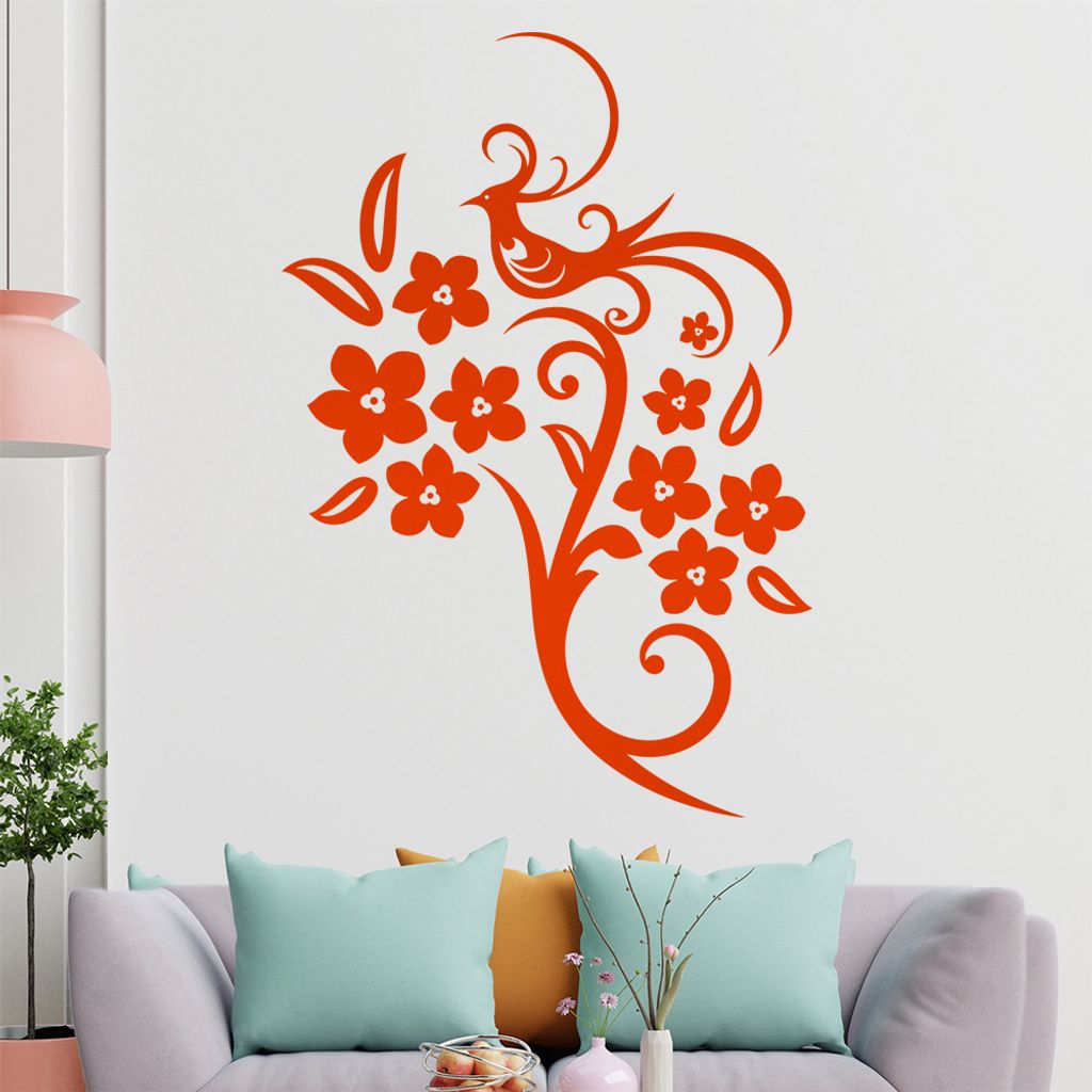 Fasan Vogel Ranke Wandtattoo in 6 Größen - Wandaufkleber Wall Sticker - Dekoration, Küche, Wohnzimmer, Schlafzimmer, Badezimmer