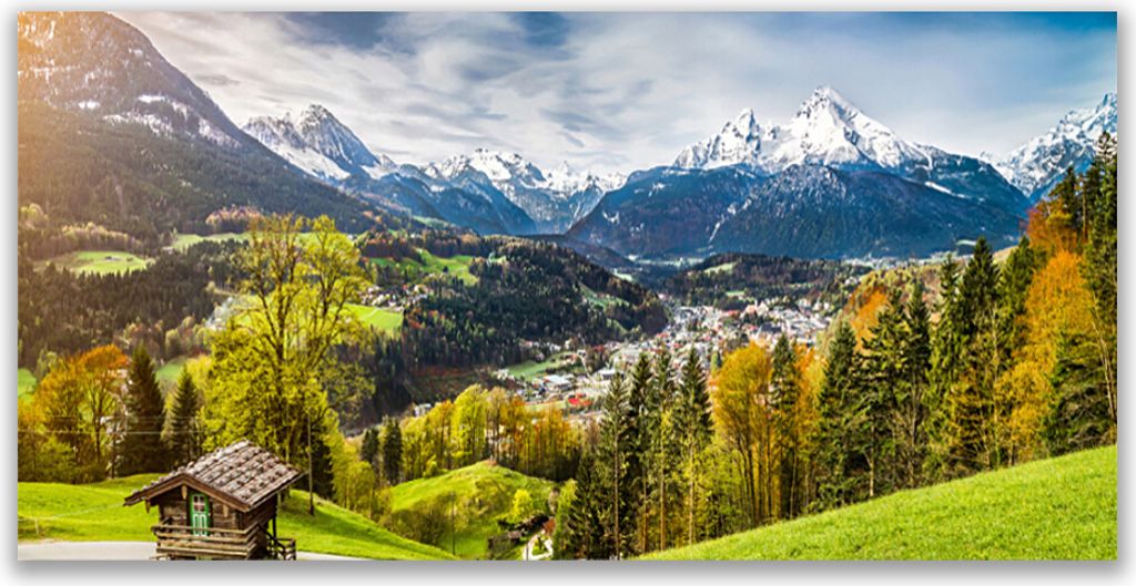 Küchenrückwand aus Glas 140x70cm Spritzschutz Alpen Landschaft
