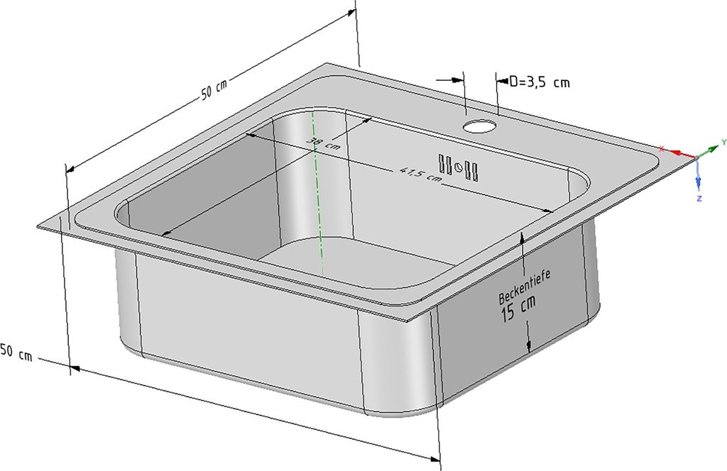 Edelstahl Küchenspüle Eckig Spüle 50x50 cm Einbauspüle Produktbild 4
