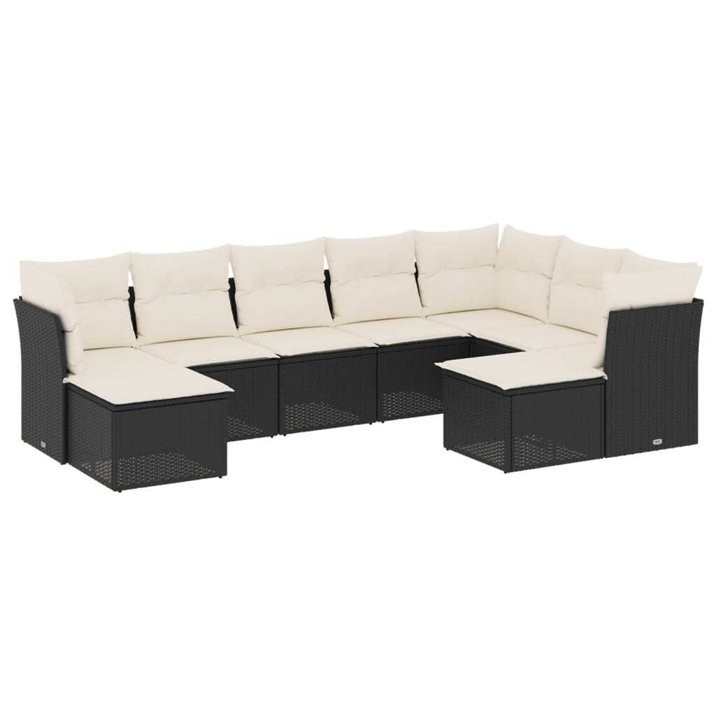 "SALE 2026" 9-tlg. Garten-Lounge-Set - elegantes Design - Sitzgruppe/Gartengarnitur - mit Kissen Schwarz Poly Rattan - Terassenmöbel DEMöbel732802
