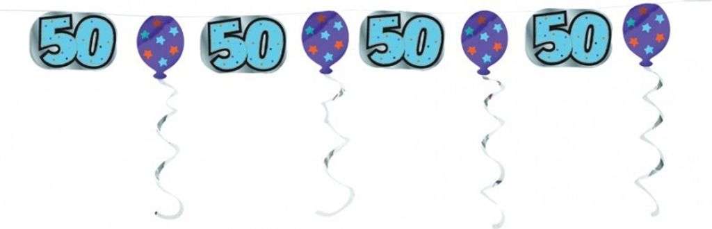 XXL Geburtstags Banner Blau, Silber und Violett 50. Geburtstag 3m