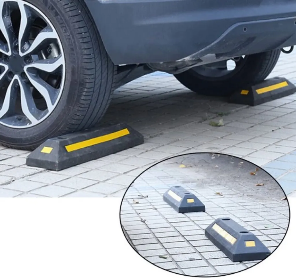 6 x barriera in gomma per parcheggi - 53,5 x 13 x 8,9 cm ferma ruota per parcheggi e garage - distanziatore - ausilio al parcheggio soglia di parcheggio ausilio al parcheggio - tappo per garage con catarifrangente - 2