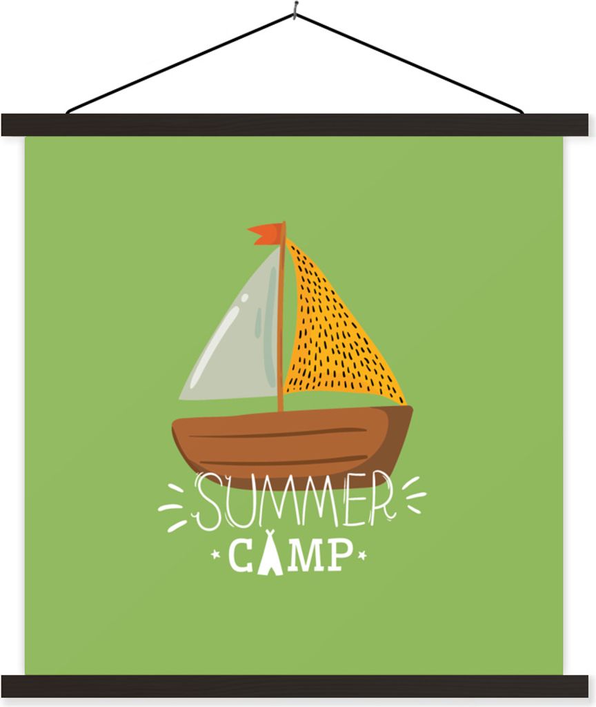 MuchoWow Textilposter Boot - Sommer - Grün 120x120 cm mit schwarzem Rahmen - Aufhängungsset