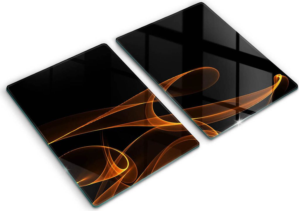 Glasschneideplatte - Herdabdeckplatte - 2x40x52 cm -Schneidebrett - Spritzschutz - Abstrakte Linien