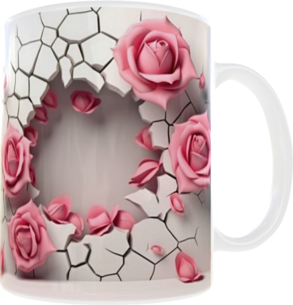 Becher Blumen Rosen 3D Liebe Frauentag Mum v19
