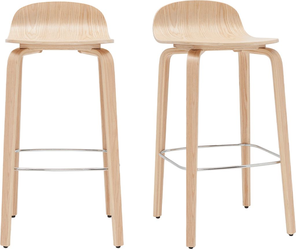 Miliboo - Skandinavischer Barhocker aus Eichenholz H68 cm (2er-Set) OBRA
