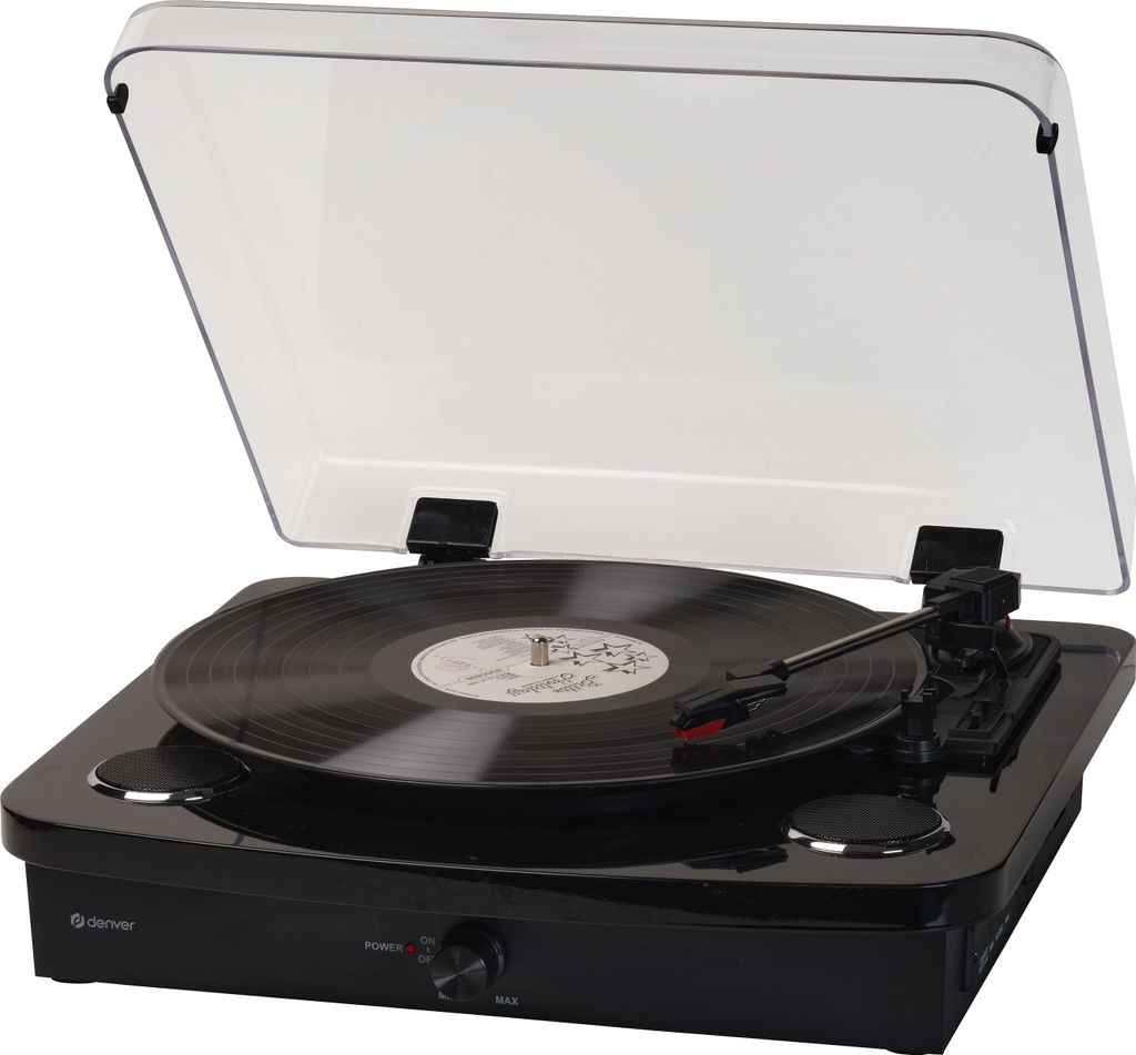 Denver VPL-230B Retro Plattenspieler mit Dual Bluetooth, USB/SD-Eingang und integrierten Lautsprechern