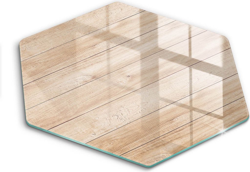 Glasschneideplatte - Herdabdeckplatte - Hexagon 40 cm -Schneidebrett - Spritzschutz - Holzbretter