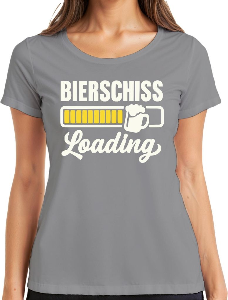 Bierschiss Loading Bier Party Geschenk JGA Lustig Damen T-Shirt, Grau, XXL