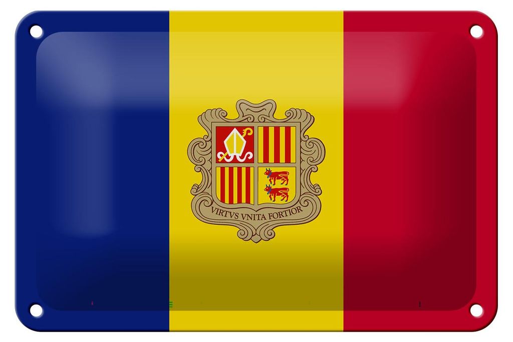 Blechschild Flagge Andorras 18x12cm Flag of Andora