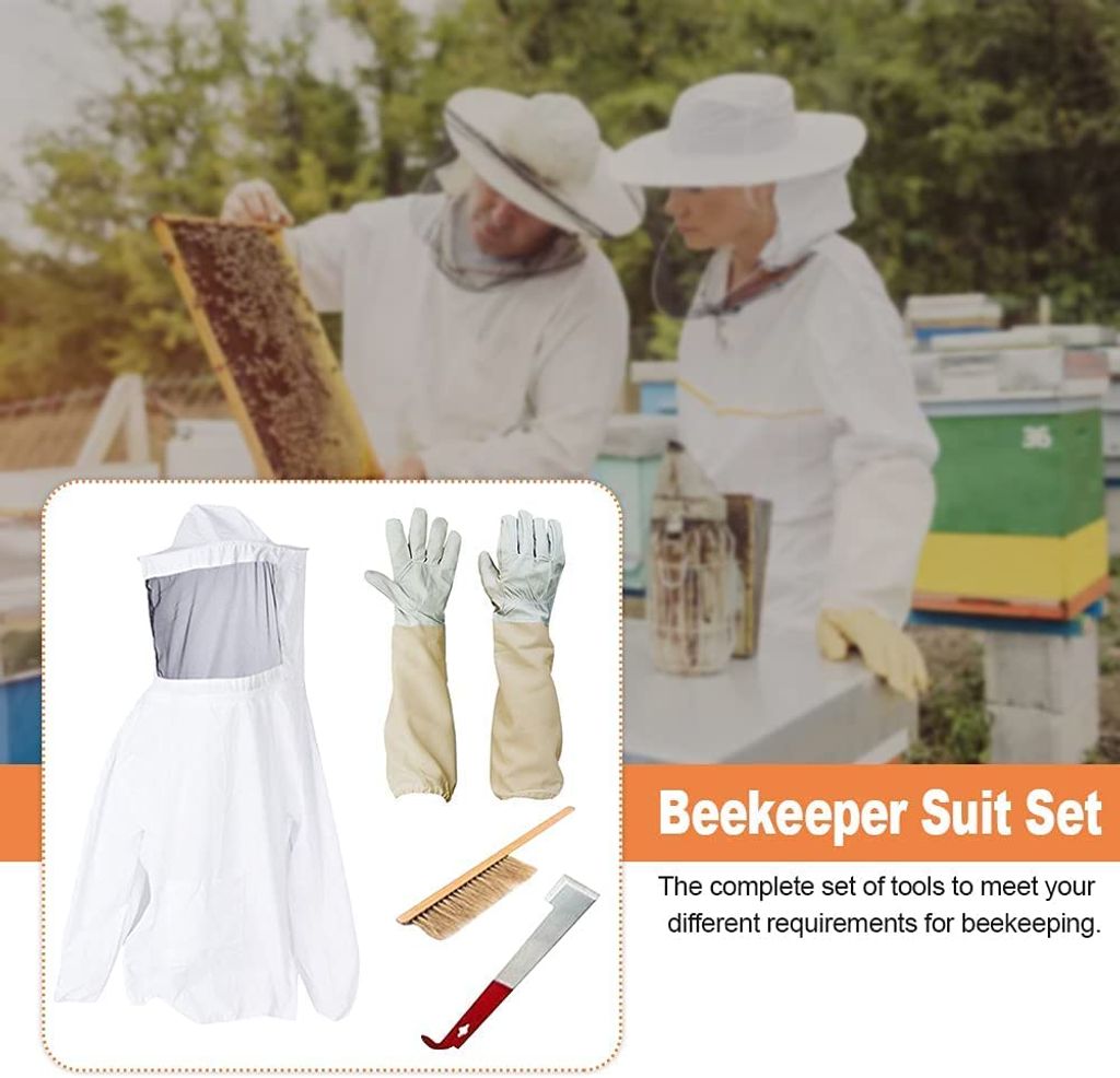Für Beekeepers Schutzanzug Schleier Jacke Handschuhe Imker Imkerei Hut Zubehör 