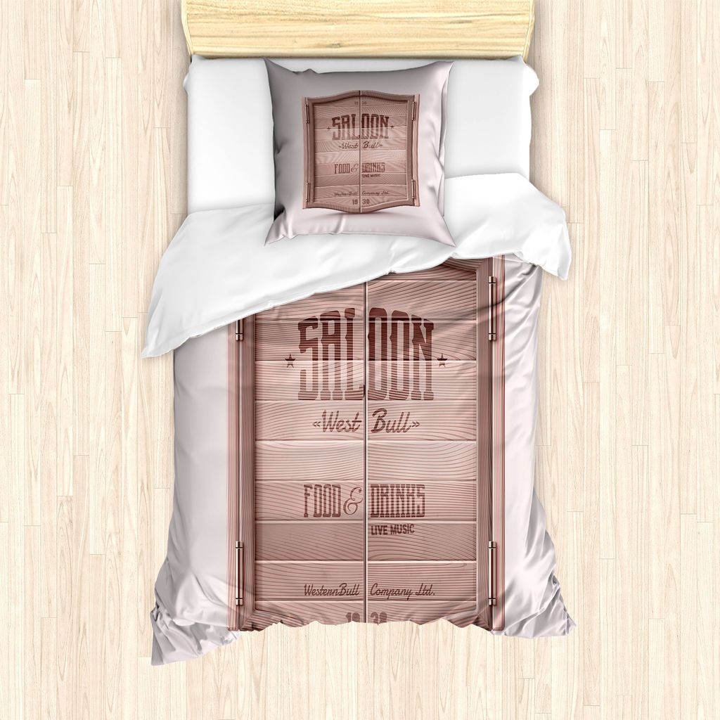 ABAKUHAUS Western Bettbezug Set für Einzelbetten, Antique Saloon-Tür, Milbensicher Allergiker geeignet mit Kissenbezug, 135 cm x 200 cm - 80 x 80...