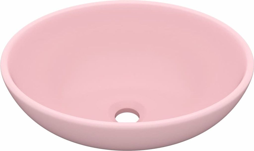 vidaXL Luksusowa owalna umywalka matowa różowa 40x33 cm Zdjęcie produktu 