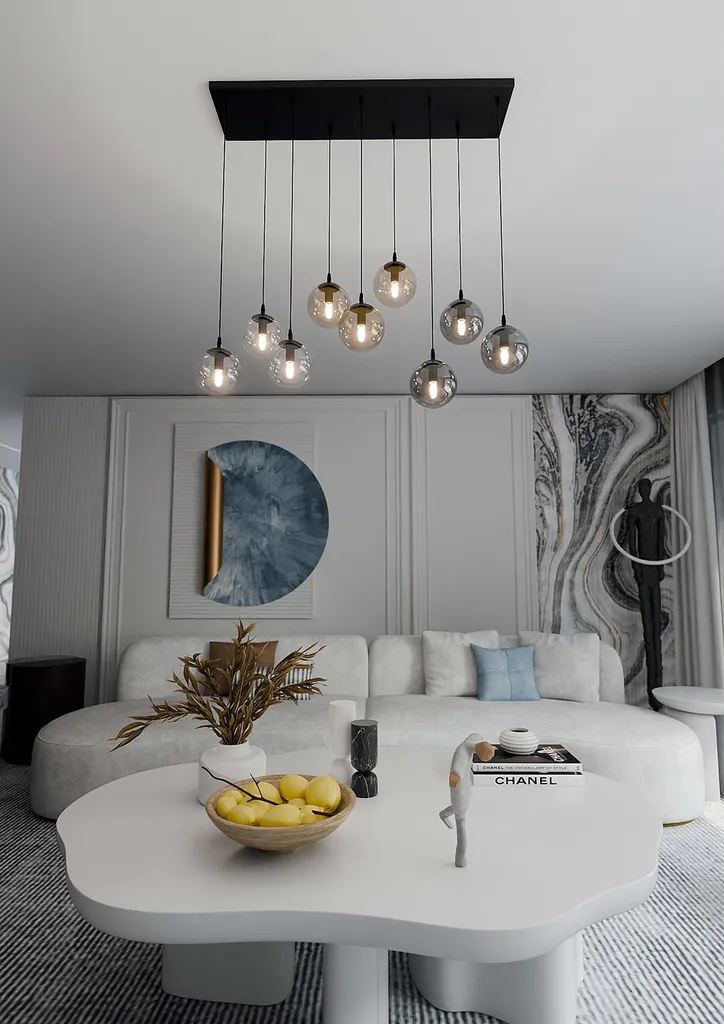 Suspension Plafonnier Multi-bras Cosmo 9 Noir et Or pour Salon - 2
