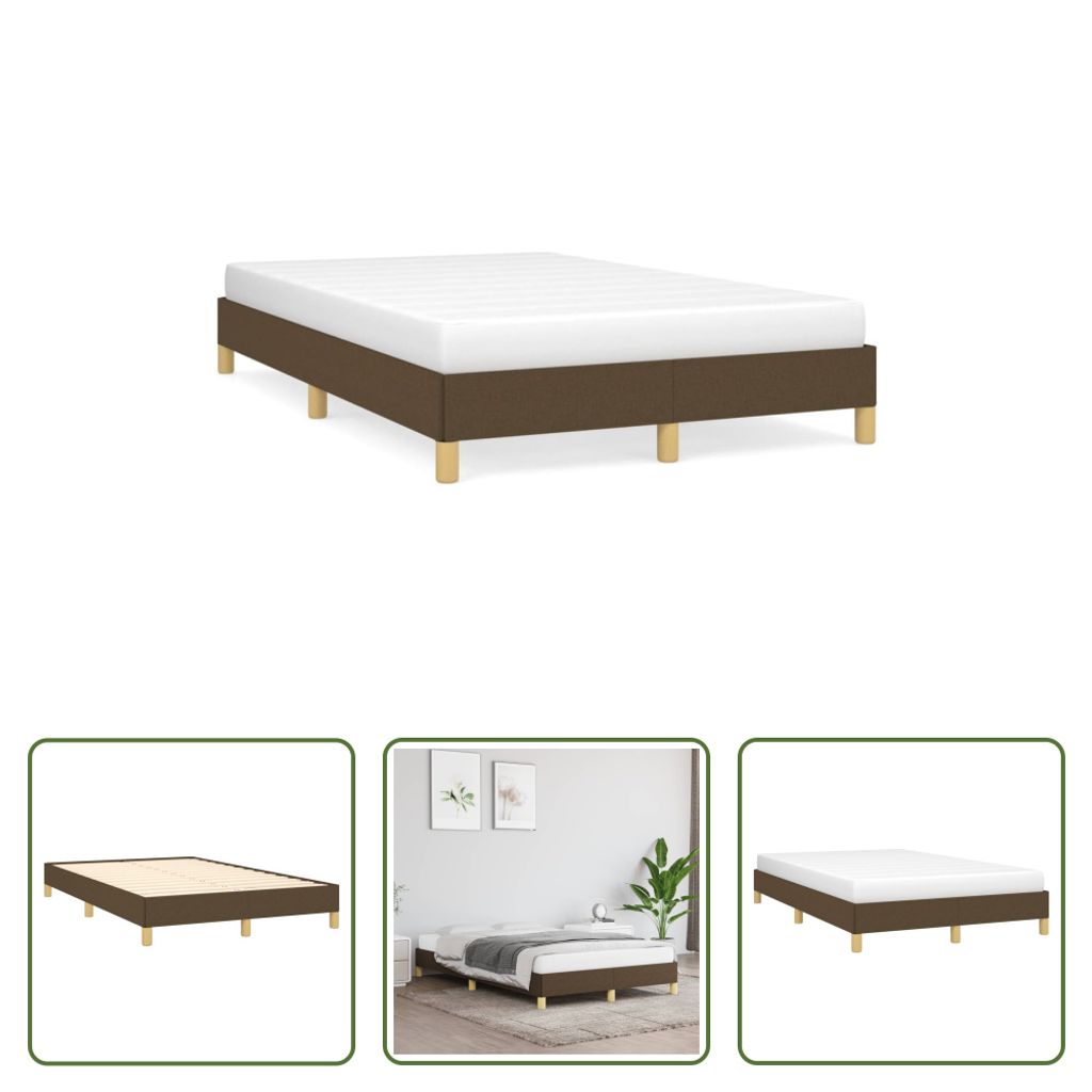 The Living Store Bettgestell Dunkelbraun 120x190 cm Stoff