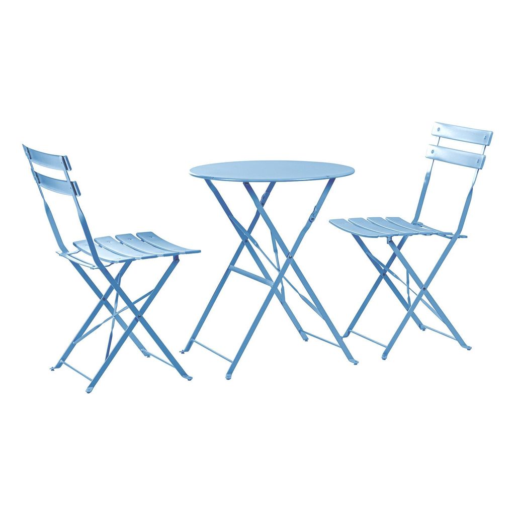 Harbour Housewares 2-Sitzer Sussex Bistro-Set – rund – Kornblumenblau
