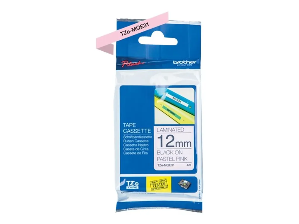 Cassetta Brother TZe-MQe31 Nero su Rosa Pastello 12mm x 4m Originale