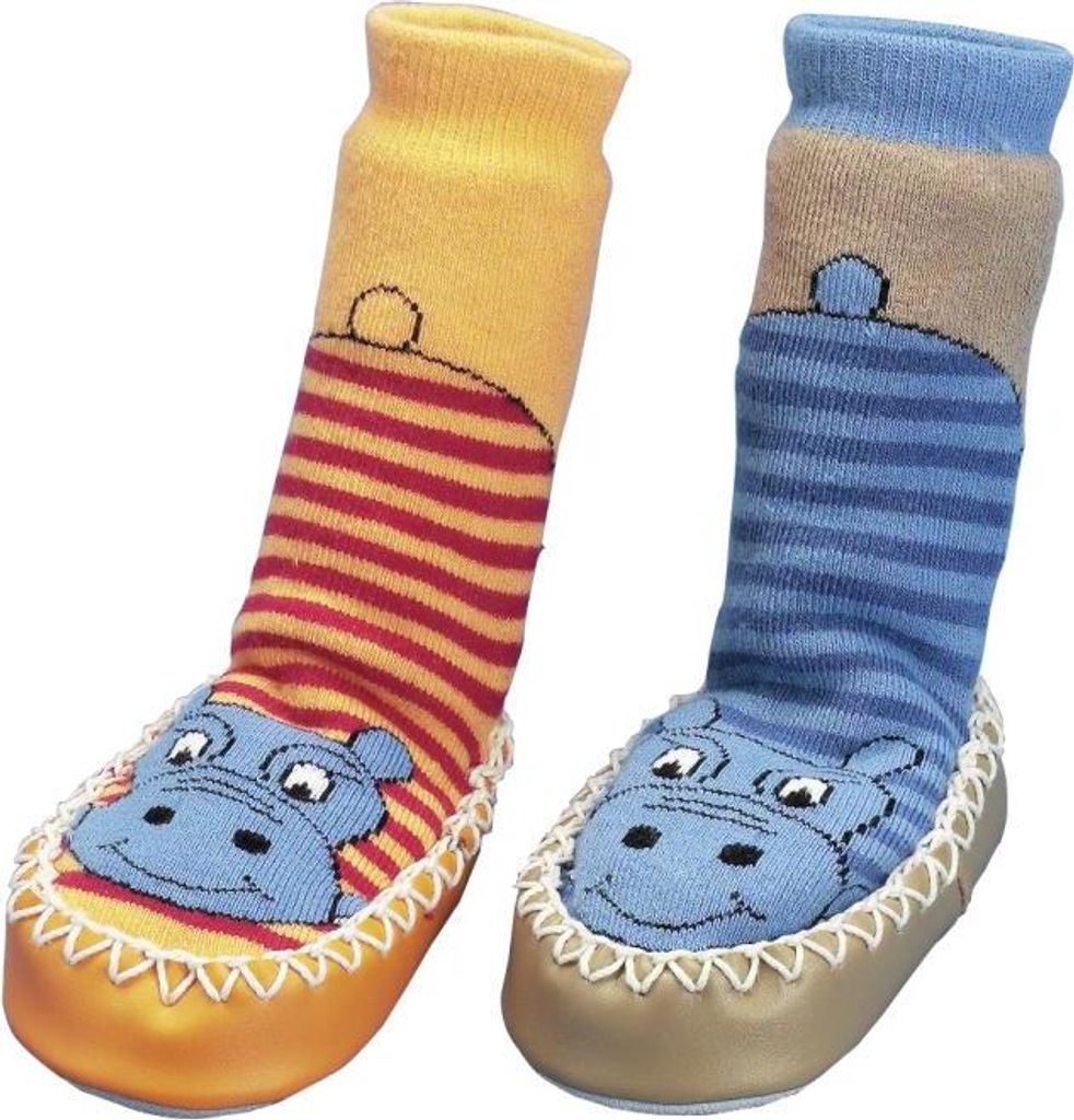 Playshoes Hüttenschuh Nilpferd blau, Größe: 23/26 Produktbild 