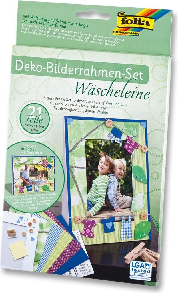 Folia 23335 Deko Bilderrahmen, Wäscheleine, mehrfarbig, 21-teilig (1 Set)
