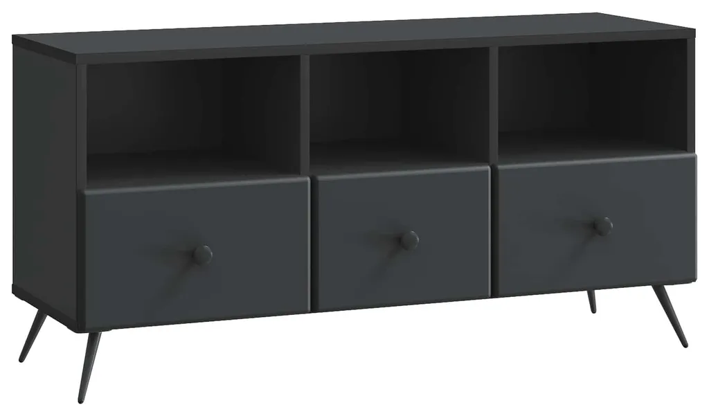 Banc TV noir vidaXL 102 cm en bois aggloméré avec étagères de rangement