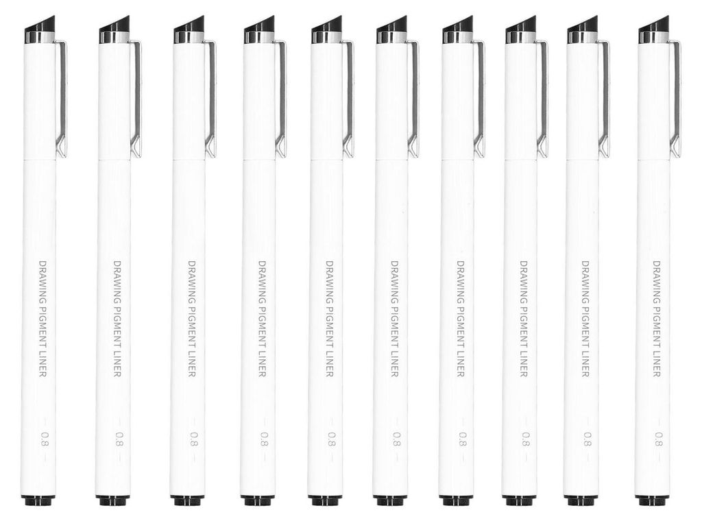 10 Stück Fineliner-Stifte, schwarze Tinte, langlebig, wasserfest, lichtecht, hohe Glätte, Zeichnung für Notiz-Design-Skizzen