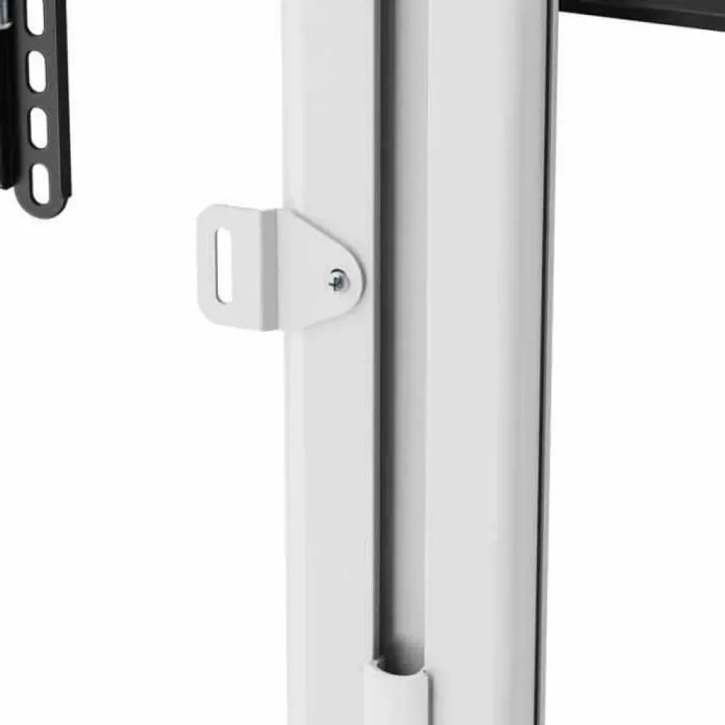 Support TV de sol 37-86 pouces argenté avec tablette de rangement 1TFT