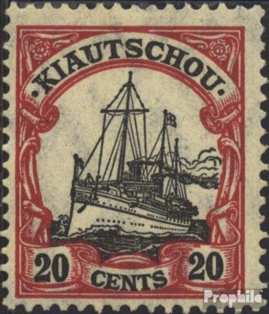 Briefmarken Kiautschou (China) 1918 Mi 32II Kriegsdruck postfrisch Schiff Kaiseryacht Hohenzollern