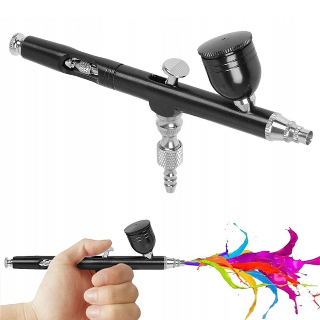 Airbrush Set Dual Action Düse 0,3 mm Pistole Spritzpistole Lackierpistole für Werbeillustrationen, Bodypainting, Modellbau, Nail Design