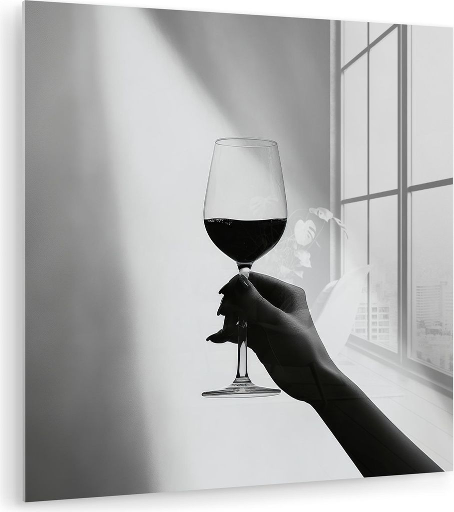 MuchoWow Glasbilder - Bilder auf Wandbild - Foto auf Glas Leicht - Wein - Rot - Glas 90x90 cm Wanddekoration aus Glas - Acrylglasbild - Acrylbilder...