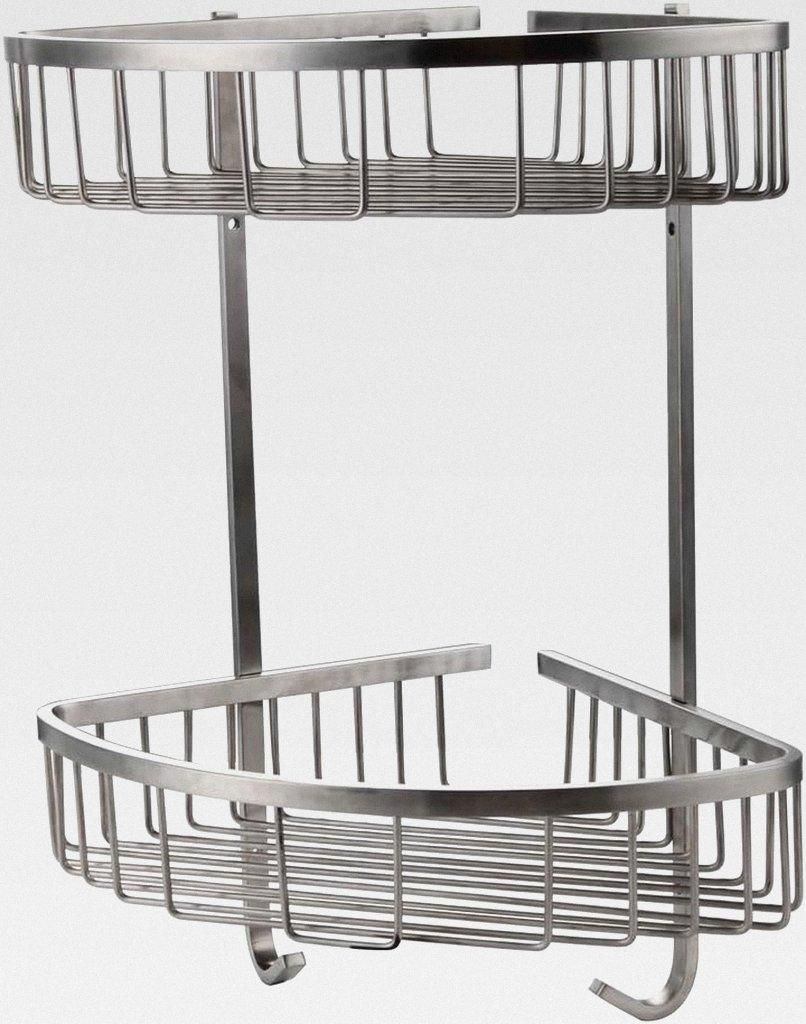 CS002 Wandkorb aus gebürstetem Edelstahl, für Badezimmer und Dusche, 2-stöckig.