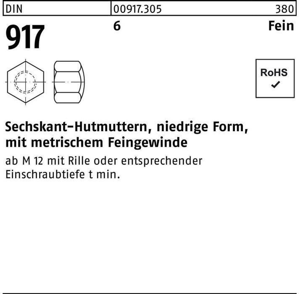 Reyher Sechskant-Hutmuttern DIN 917 6 AU M 16 x 1,5 (50 Stück)