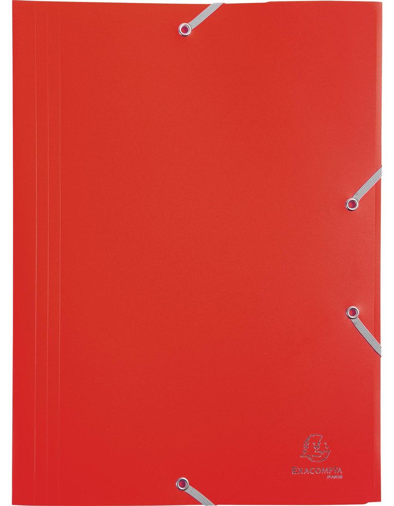 Exacompta 30x Sammelmappe +Gummizug 3 Klappen PP 400μ Eco A4 Rot 55905E