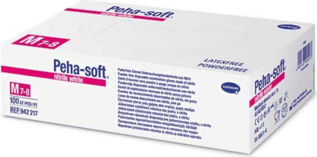Hartmann Peha-soft nitrile white Einmalhandschuhe, puderfrei 200 Stk. - XL / Weiß | Packung (180 Stück)